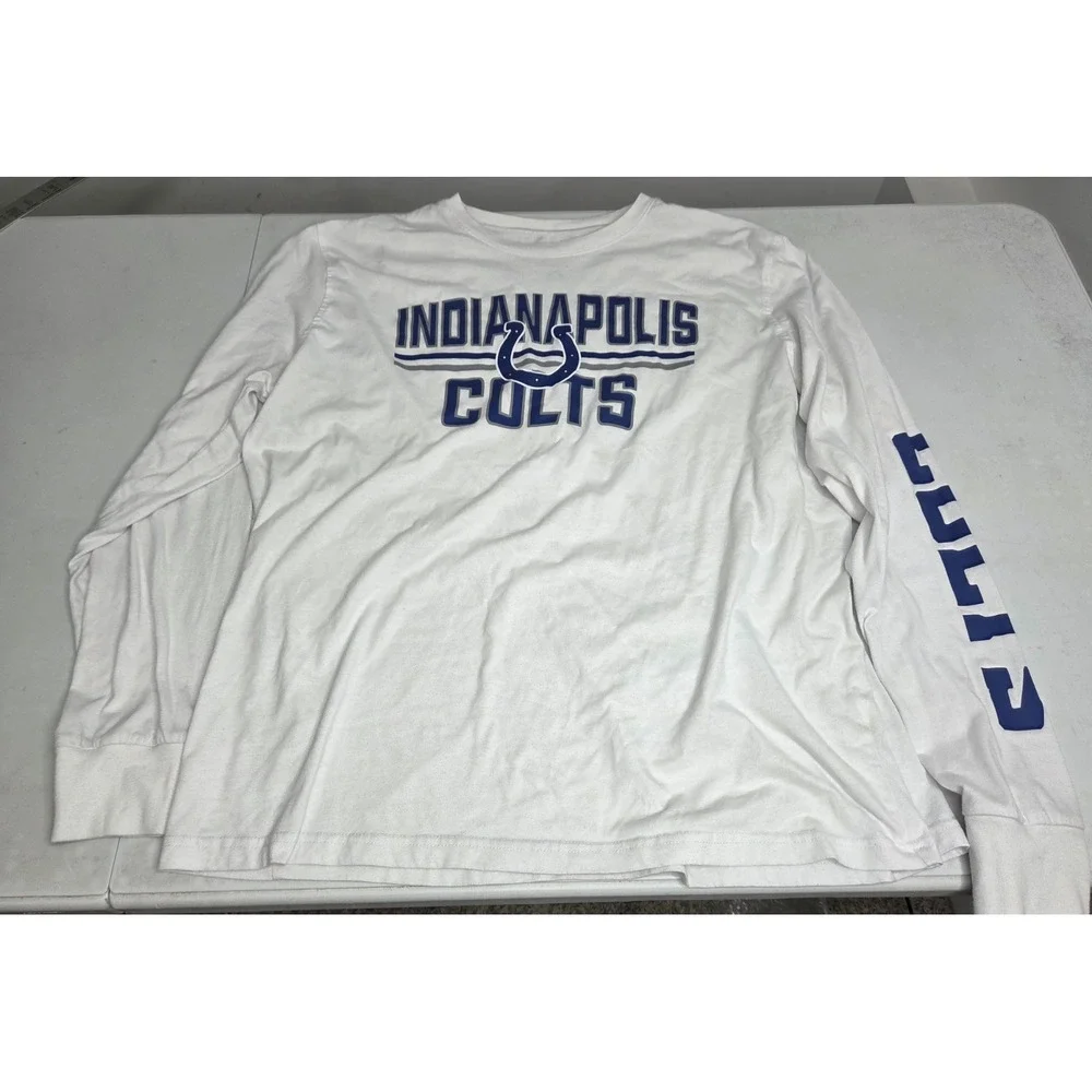 Indianapolis Colts NFL Long Sleeve T Shirt Mens 2XL White Football Tee Game Day